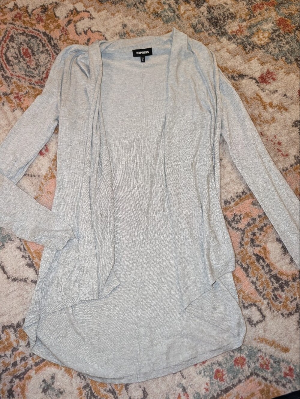 Express Women's M Light Gray Long Sleeve Knit Cardigan So Soft, Perfect Layer
